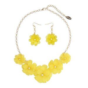Floral Statement Choker Necklace Earrings Set Handmade Elegant Y2K Chic